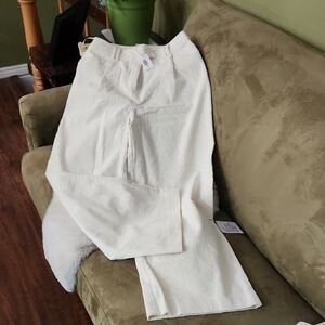 NWT Topshop Cream Pleated Corduroy Women's Trousers-Size 8